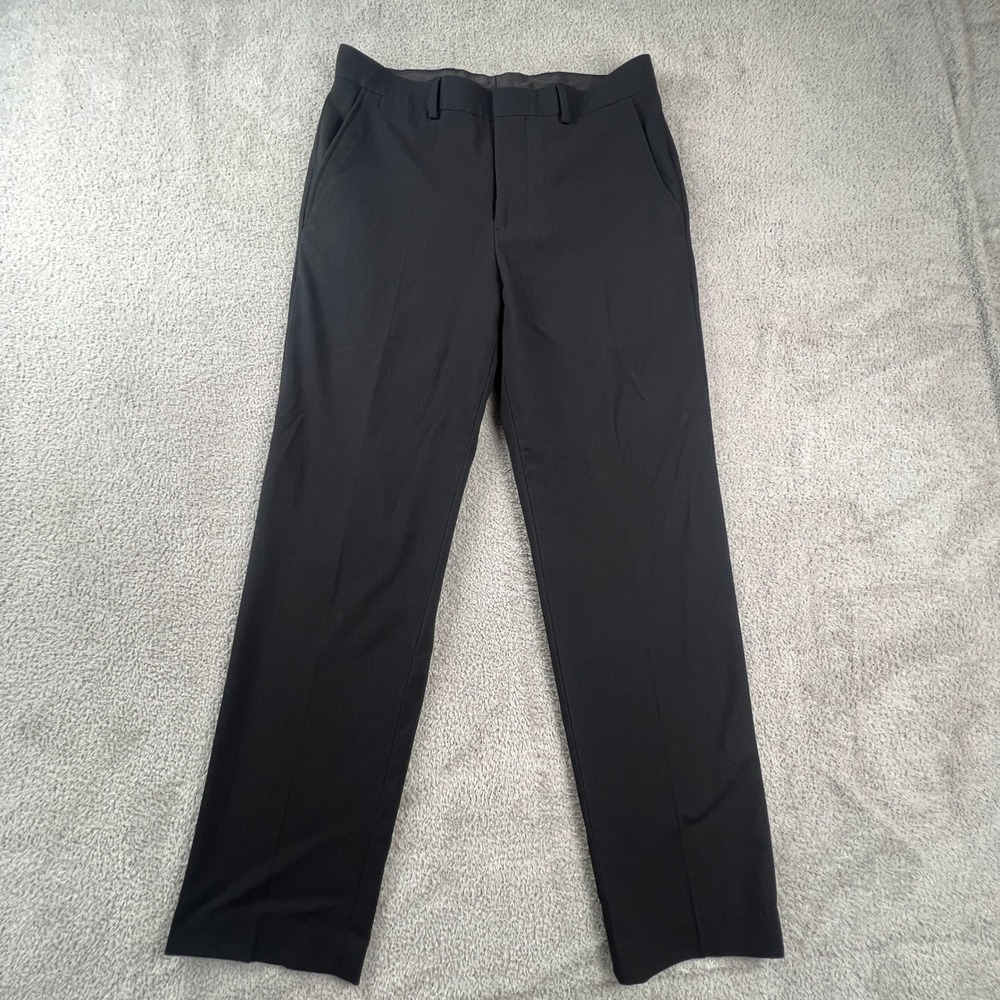 JF J.Ferrar Classic‎ Black Dress Pants Trousers 30x30 Stretch Flat Front Slim